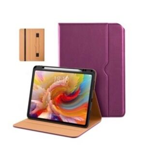 Purple Faux Leather Tablet Folio Case with Hand Strap and Kickstand 11x9
